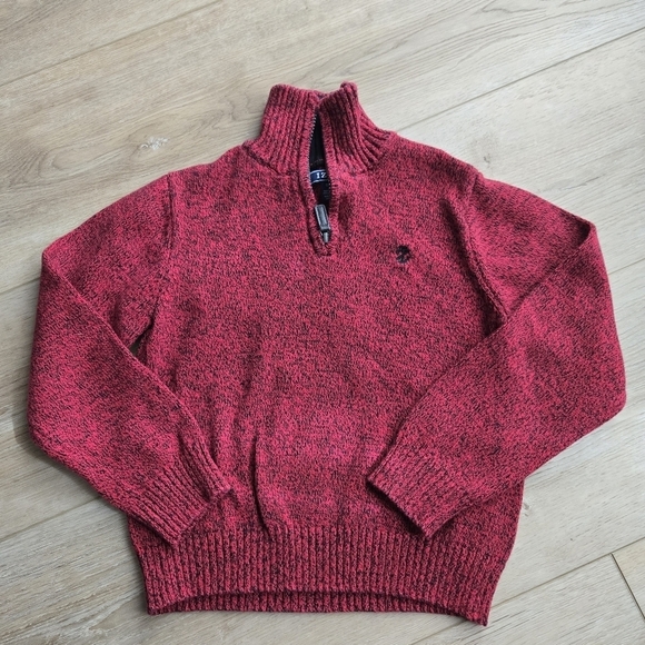 Red Black 1/4 Zip Pullover & Olive Green Dino Print Button Down Dress Shirt EUC - Picture 3 of 17